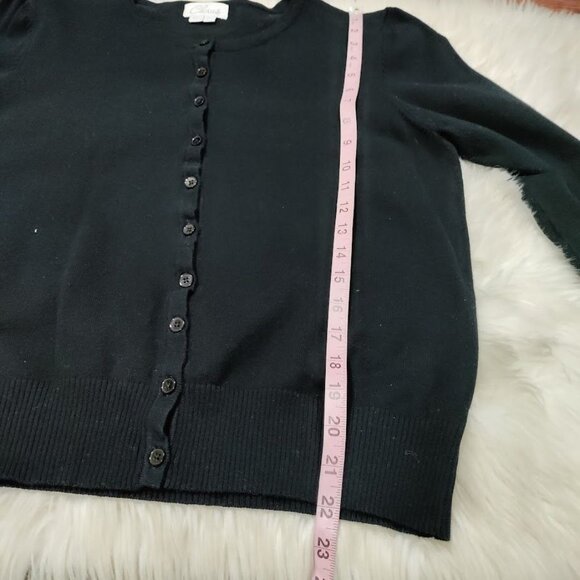 Chaus Black button Down Cardigan Cropped with 3/4 Sleeves L/ XL - Picture 6 of 11